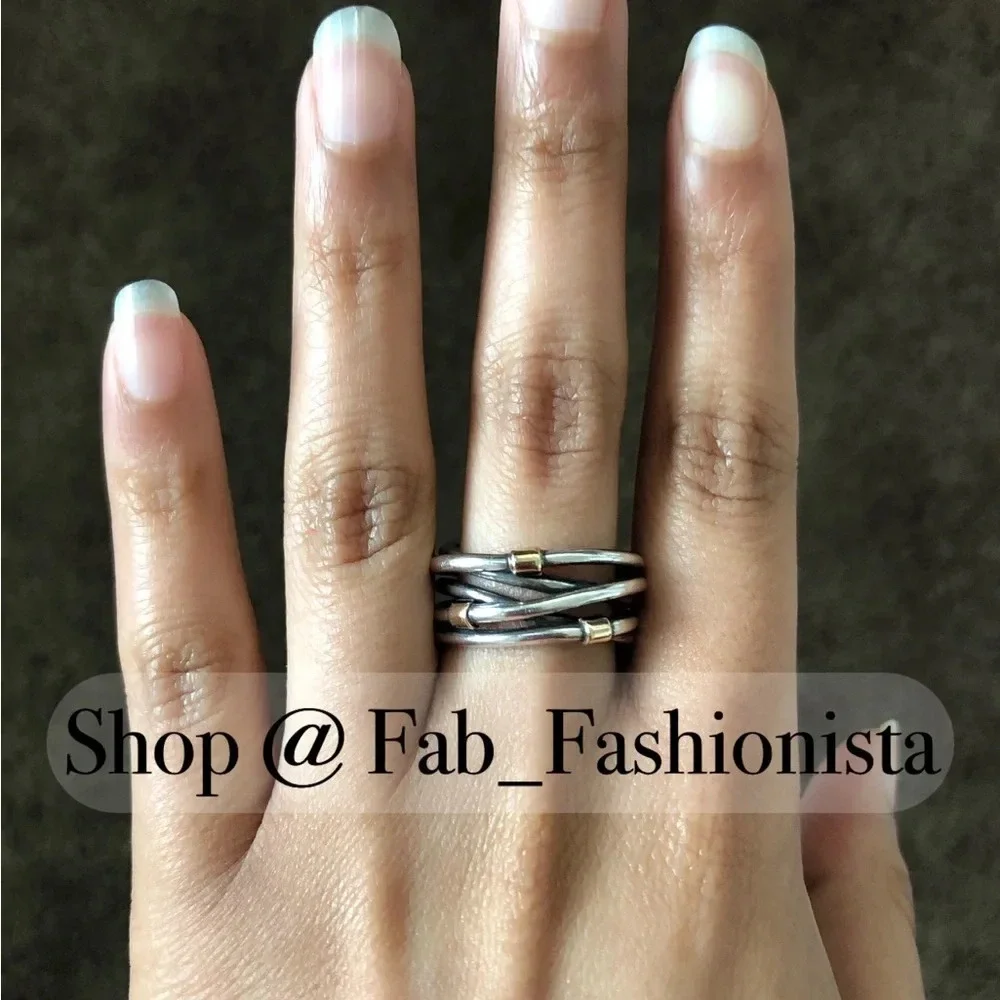 Pandora 14k gold and sterling silver ring retired size 58